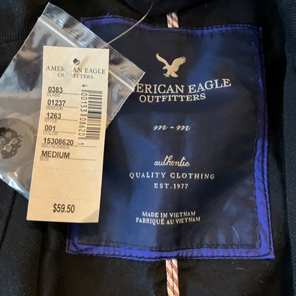 NWT Women’s Size M American Eagle Blazer - Black with White Trim, 100% cotton - Picture 3 of 3